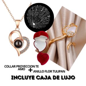 Collar Te Amo & Anillo Tulipán